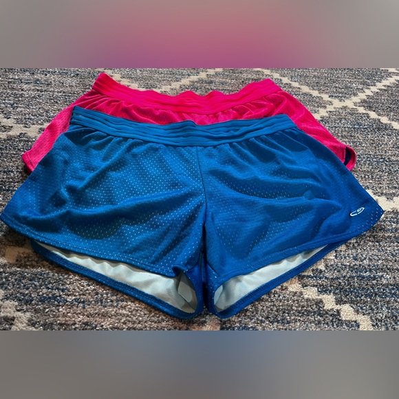 2 Pair of Champion Size L Running Shorts Pink/Blue - Picture 2 of 6